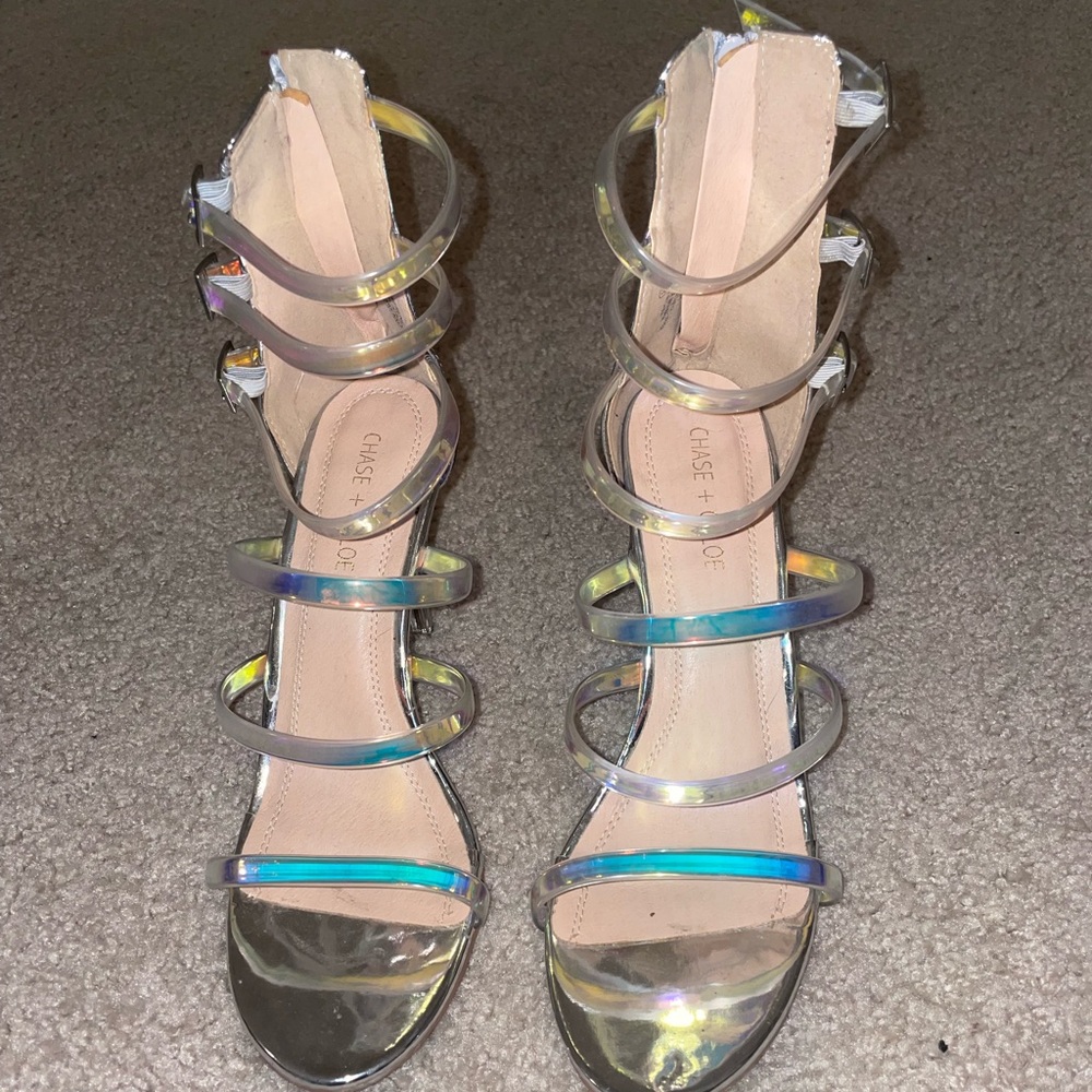 Silver Metallic Strappy Sandals